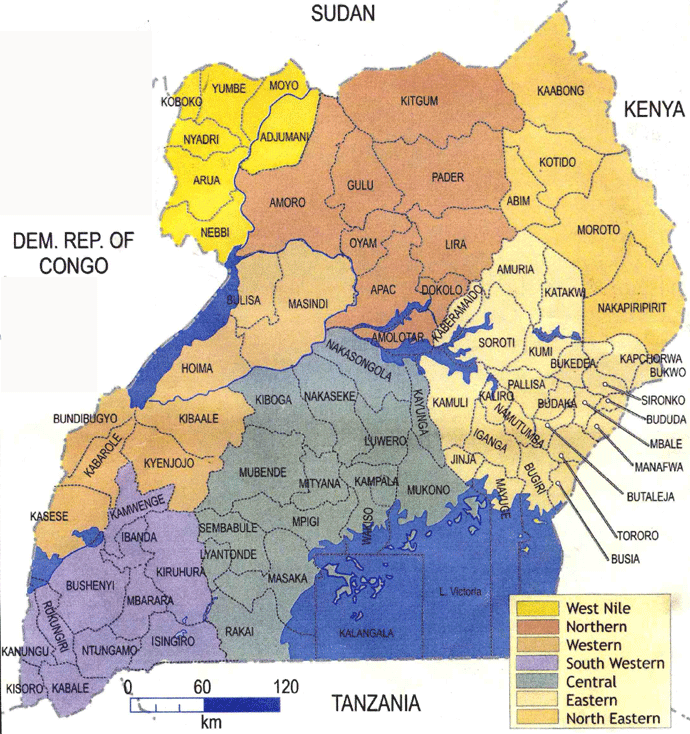 Map Of Uganda Showing Regions. One only has to look at a map