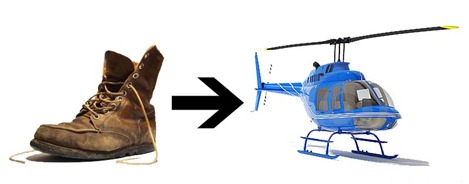 shoe becomes helicopter